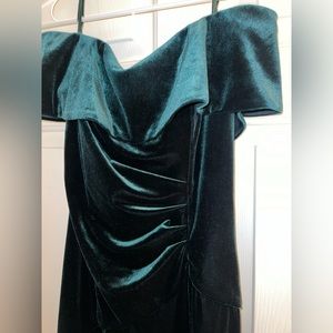Dark Green Velvet Off The Shoulder Gown Xscape from Nordstrom